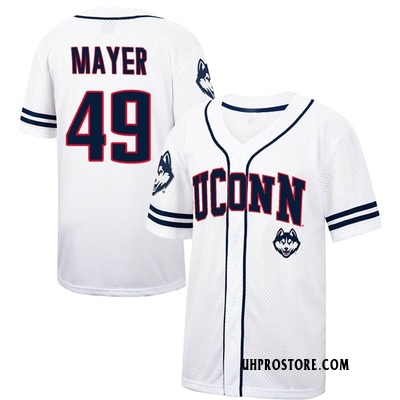 Men's Cameron Mayer UConn Huskies Replica Colosseum /Navy Free Spirited Baseball Jersey - White