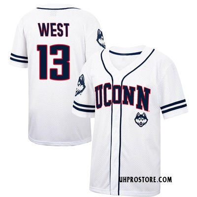Men's Charlie West UConn Huskies Replica Colosseum /Navy Free Spirited Baseball Jersey - White