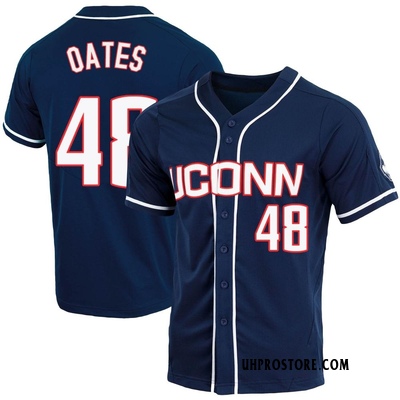 Men's Michael Oates UConn Huskies Replica Full-Button Baseball Jersey - Navy