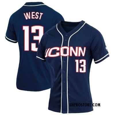 Women's Charlie West UConn Huskies Replica Full-Button Baseball Jersey - Navy