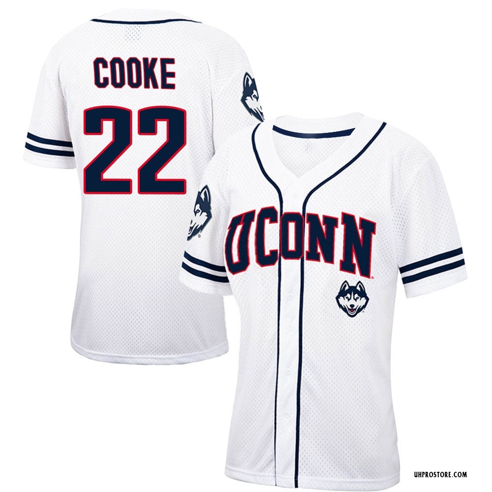 Women's Ian Cooke UConn Huskies Replica Colosseum /Navy Free Spirited Baseball Jersey - White