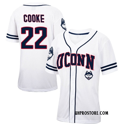 Women's Ian Cooke UConn Huskies Replica Colosseum /Navy Free Spirited Baseball Jersey - White