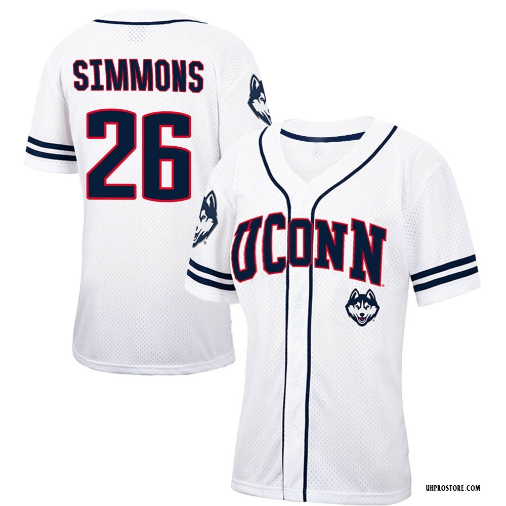 Women's T.C. Simmons UConn Huskies Replica Colosseum /Navy Free Spirited Baseball Jersey - White