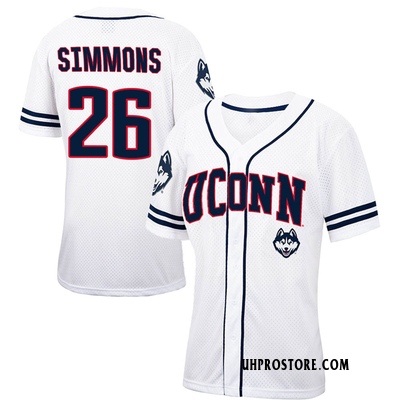 Women's T.C. Simmons UConn Huskies Replica Colosseum /Navy Free Spirited Baseball Jersey - White